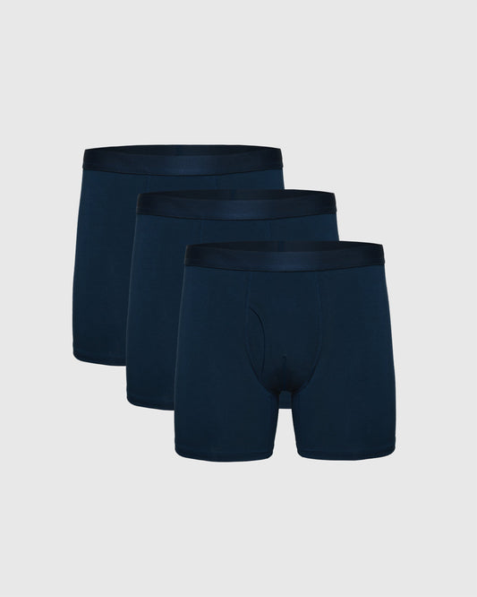 Breckson Men's Navy Boxer Briefs with Fly - Core 3 Pack - view 1