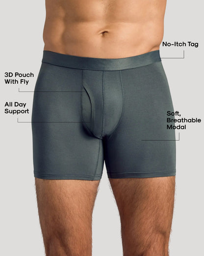 Breckson Men's Carbon Boxer Briefs with Fly - Core 3 Pack - view 2