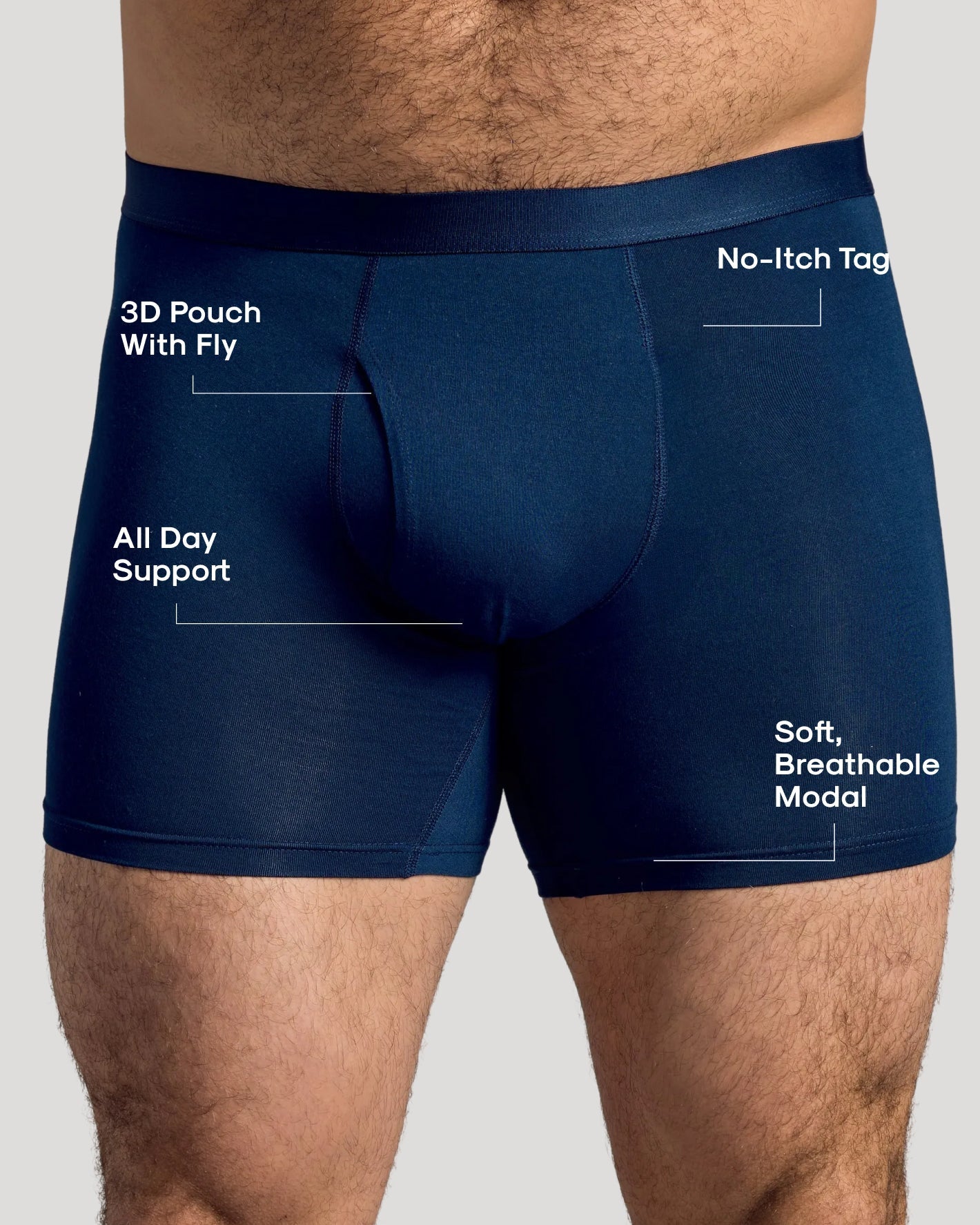 Breckson Men's Navy Boxer Briefs with Fly - Core 3 Pack - view 3