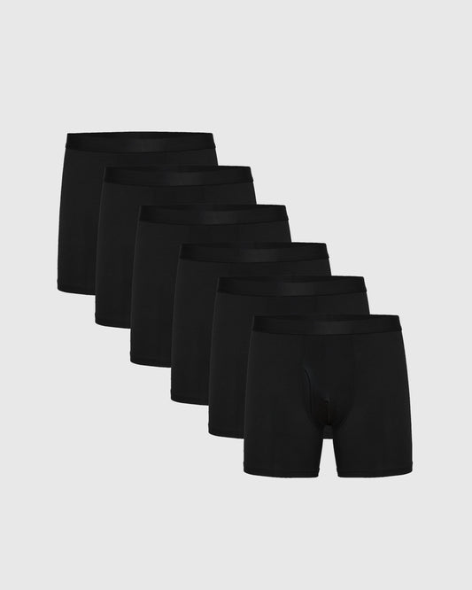 Breckson Men's Black Boxer Briefs with Fly - Core 6 Pack - view 1