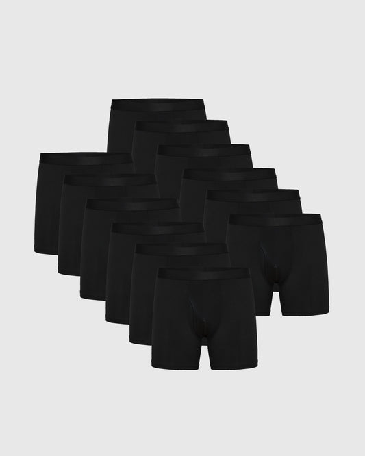 Breckson Men's Black Boxer Briefs with Fly - Core 12 Pack - view 1