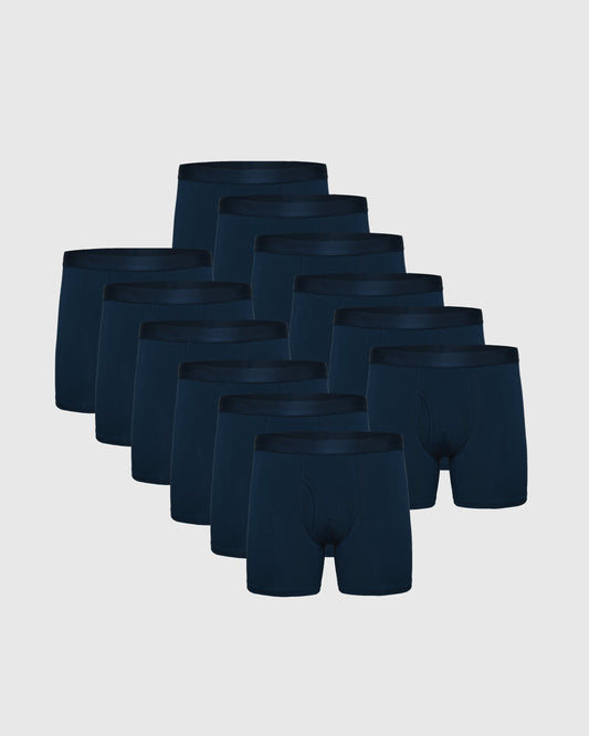 Breckson Men's Navy Boxer Briefs with Fly - Core 12 Pack - view 1