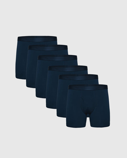 Breckson Men's Navy Boxer Briefs with Fly - Core 6 Pack - view 1