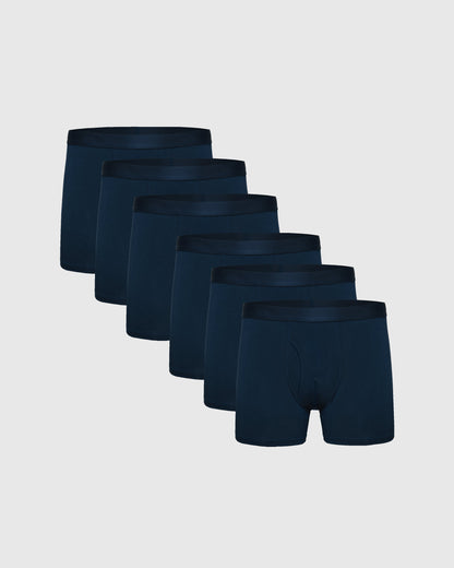 Breckson Men's Navy Boxer Trunks with Fly - 6 Pack - view 1