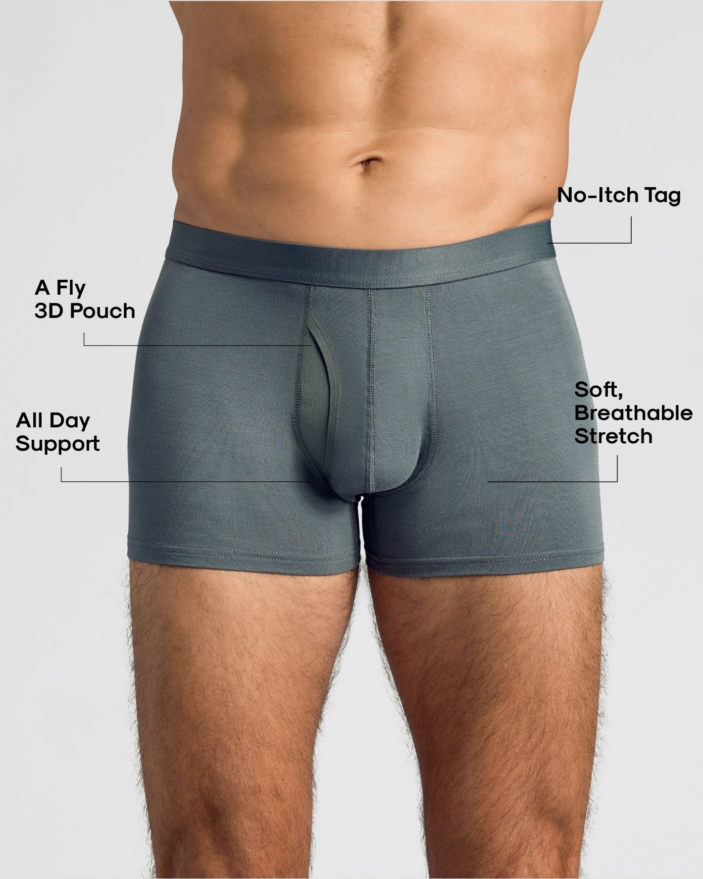 Breckson Men's Carbon Boxer Trunks with Fly - 6 Pack - view 2