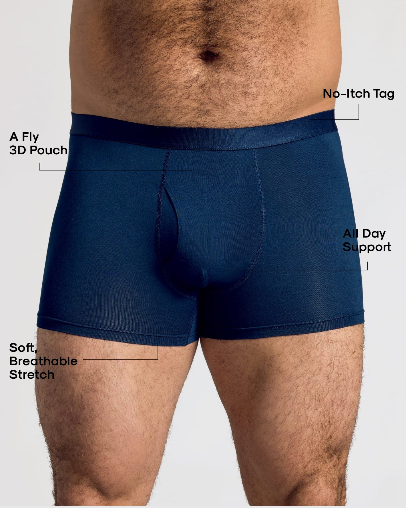 Breckson Men's Navy Boxer Trunks with Fly - 6 Pack - view 3