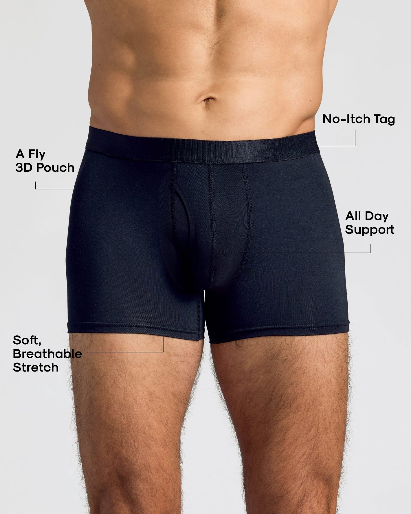 Breckson Men's Black Boxer Trunks with Fly - 12 Pack - view 3